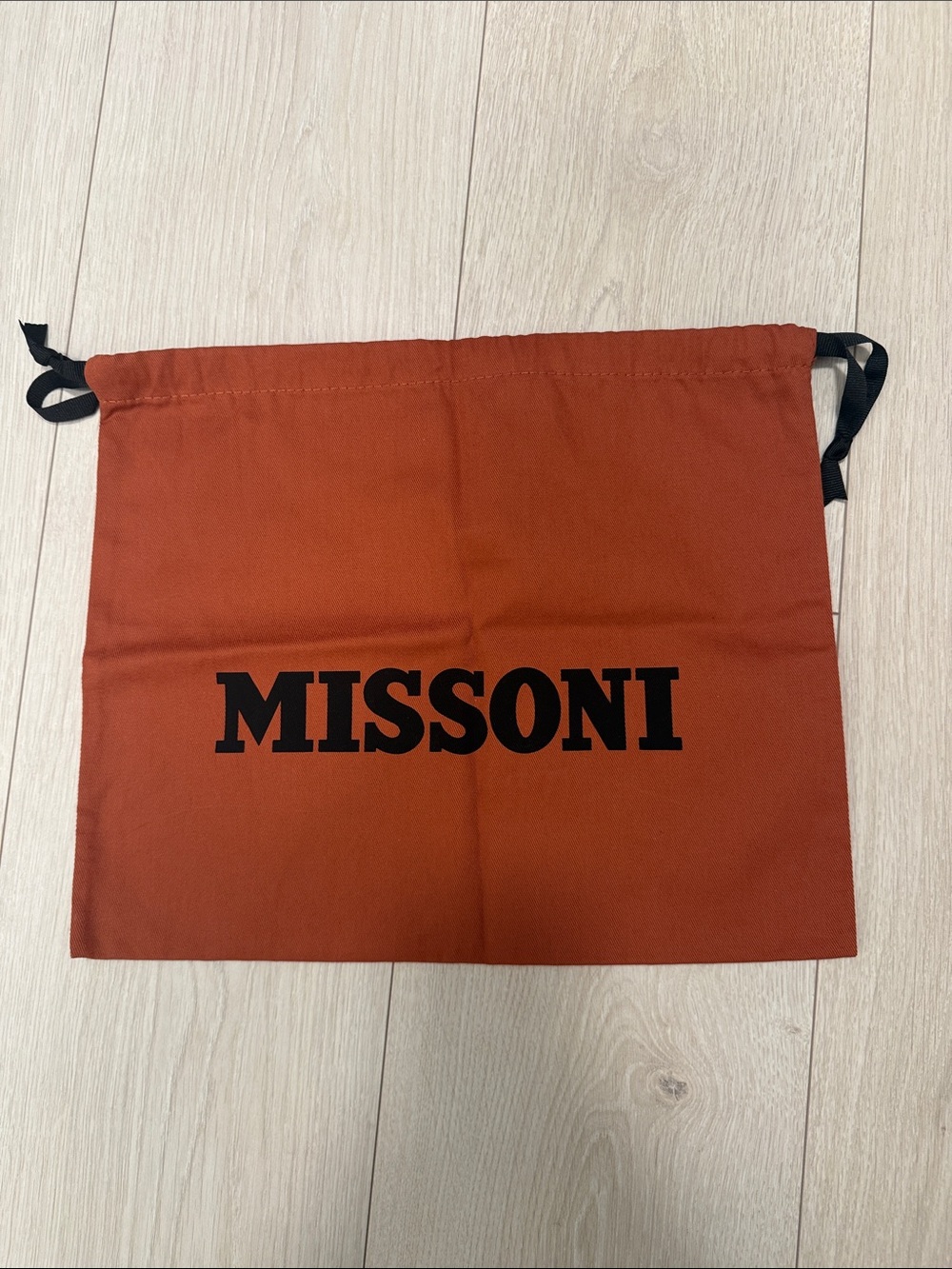 Missoni Rust Orange Drawstring Dust Pouch with Black Logo